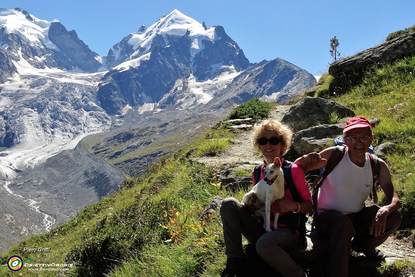 29 Vista in Piz Roseg (3937 m)  con ghiacciaio di Tschierva.JPG